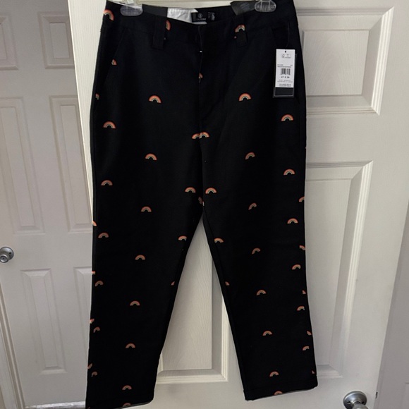 Volcom Other - Volcom Black Chinos with Small Peach Rainbow Embroidery